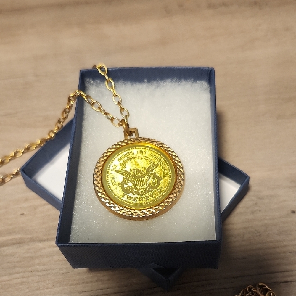 Gold Twenty Dollar Coin Pendant Necklace